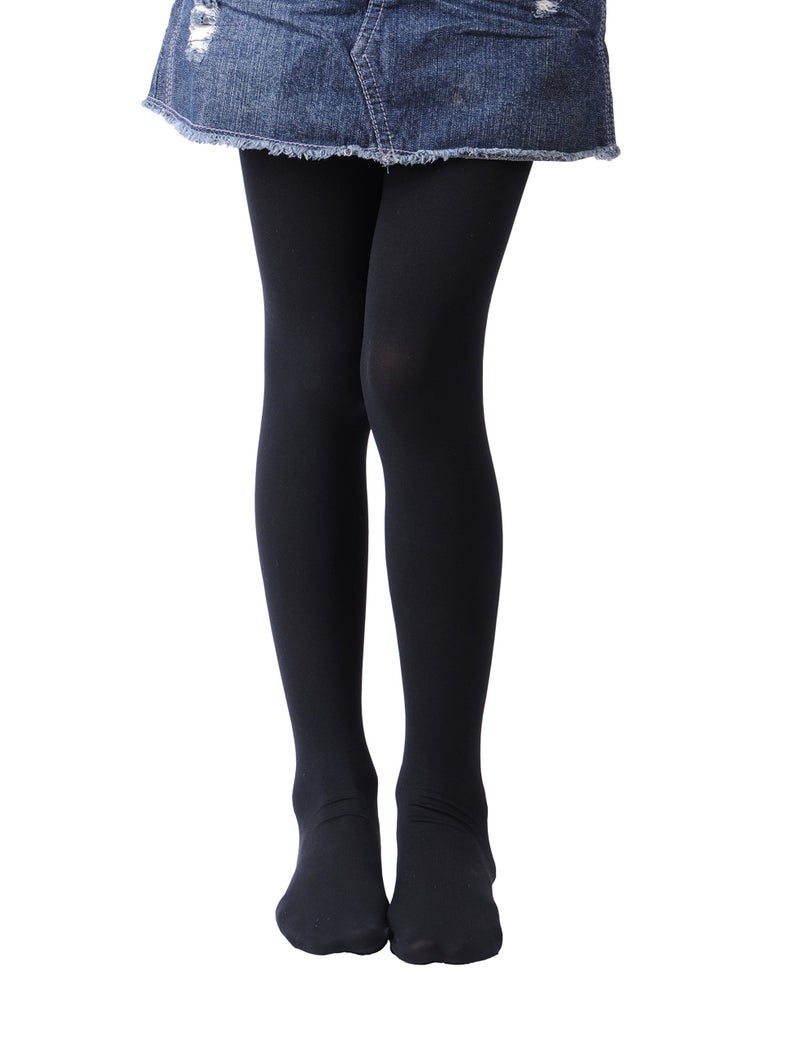 EVERSWE Girls Semi Opaque Footed Tights, Microfiber Tights (8-10, Black) - Image 1